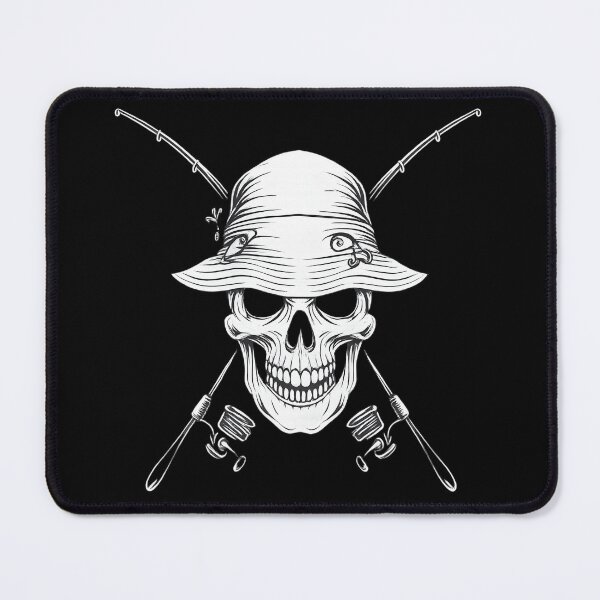 Item preview, Fisherman Skull With Crossed Fishing Rods Vintage Line Art designed and sold by haitrieuic96.