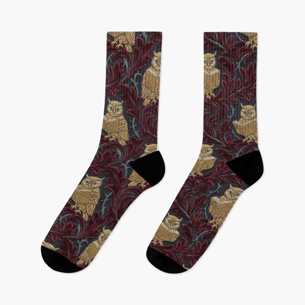 Item preview, Golden Owls on Burgundy Velvet Dark Academia Pattern designed and sold by Frame of Mind .