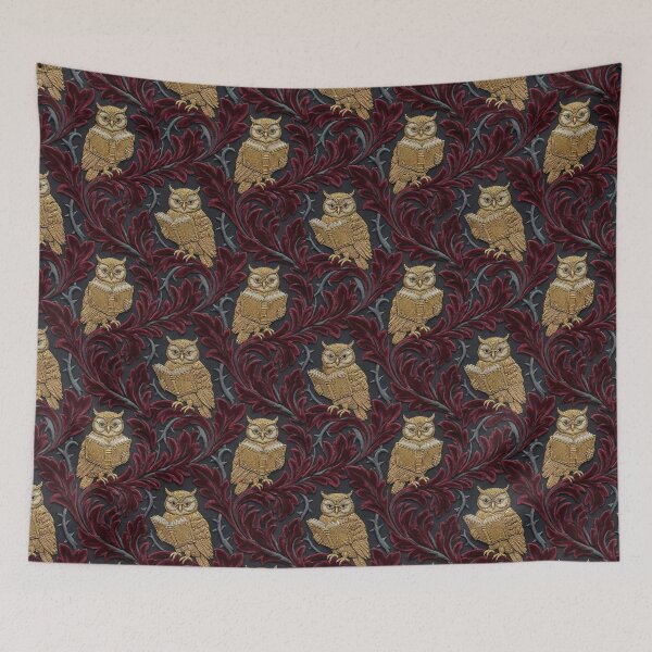 Item preview, Golden Owls on Burgundy Velvet Dark Academia Pattern designed and sold by Frame of Mind .