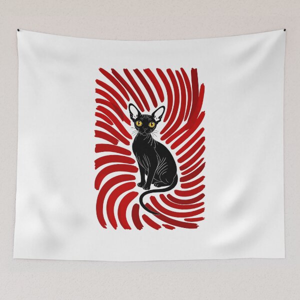 Item preview, Psycho Optical Sphynx Cat – Red Hypnotic Illusion Art | Trippy Hairless Cat Design designed and sold by paulo silveira.
