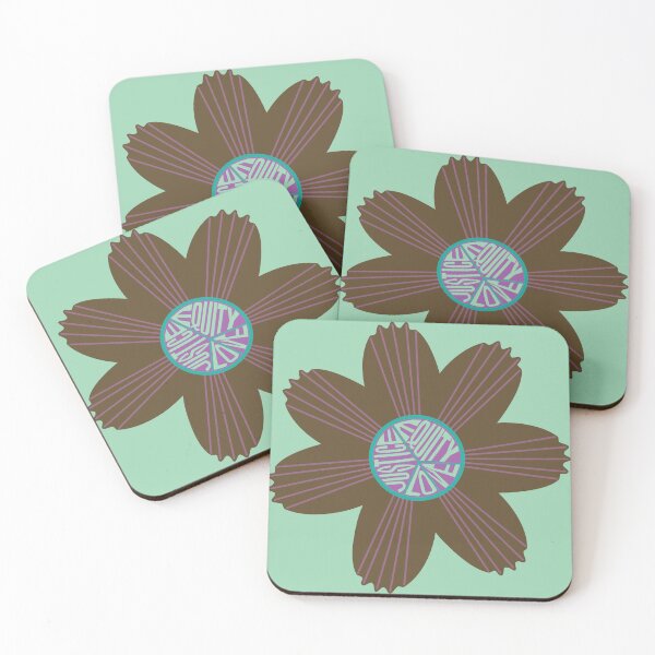 Item preview, Peace Love Justice Equity Flower on Mint Green designed and sold by Digitalmyth's Designs.