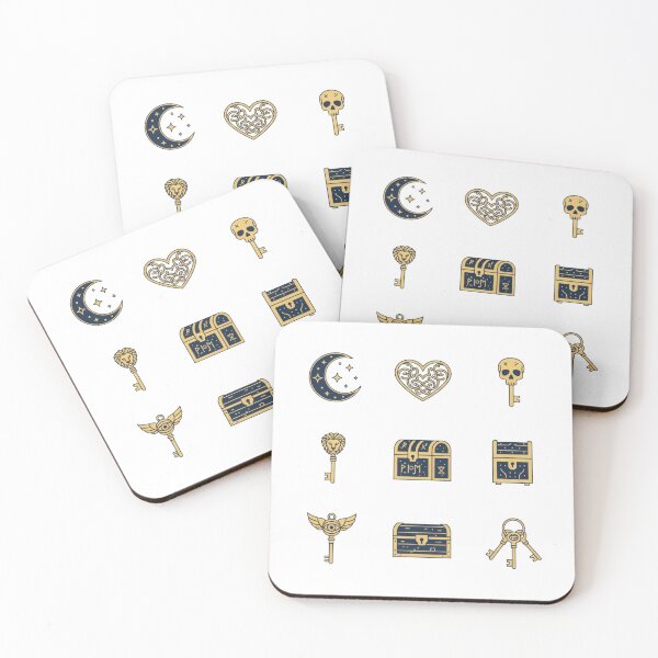 Item preview, 9 Mystical Key & Treasure Chest Icons - Vol. 45 - Antique Magic Locks - Borderless Flat Art - Midnight Gold PNG - Extra Spaced - NO TEXT designed and sold by Siamcatshop.