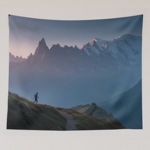 Item preview, Hiker jogs dusk trail designed and sold by anytka.