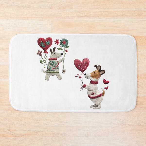 Item preview, Cute embroidered dogs with hearts love Valentine sticker designed and sold by olenapetol.