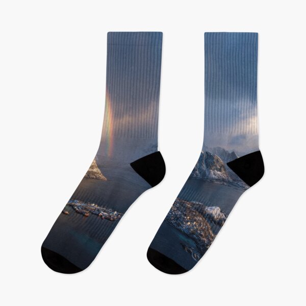 Item preview, Rainbow over snowy mountains and sea designed and sold by anytka.