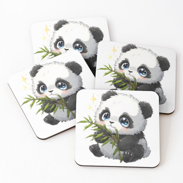 Item preview, Kawaii Panda with Bamboo – Cute Cartoon Panda designed and sold by CuteSquadStudio.