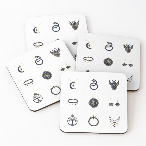 Item preview, 9 Mystical Amulets & Enchanted Jewelry Icons - Vol. 48 - Magic Rings & Necklaces - Borderless Flat Art - Midnight Gold PNG - Perfectly Spaced - NO TEXT designed and sold by Siamcatshop.