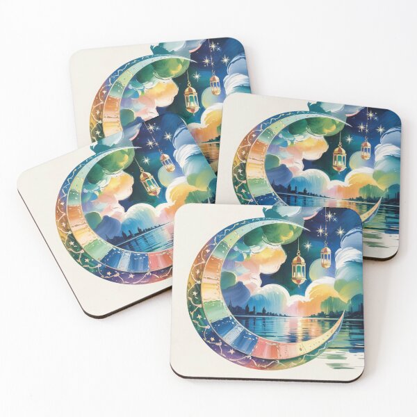 Item preview, Ramadan Mubarak | Prismatic Crescent Moon Islamic Art designed and sold by CrystalCove11.