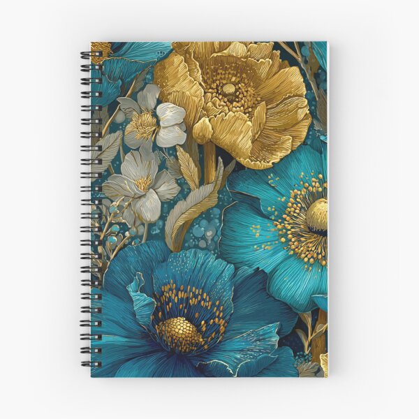 Item preview, Sapphire & Transformative Teal Botanica – Luxe Art Nouveau Florals (Gold Accents) designed and sold by Ewa Miller.