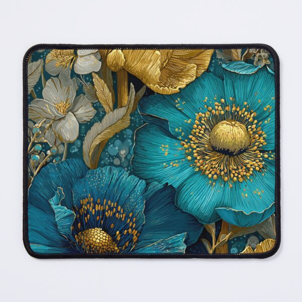 Item preview, Sapphire & Transformative Teal Botanica – Luxe Art Nouveau Florals (Gold Accents) designed and sold by Ewa Miller.