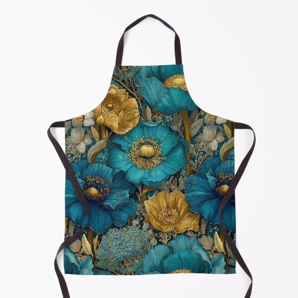 Item preview, Sapphire & Transformative Teal Botanica – Luxe Art Nouveau Florals (Gold Accents) designed and sold by Ewa Miller.