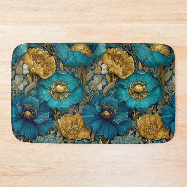 Item preview, Sapphire & Transformative Teal Botanica – Luxe Art Nouveau Florals (Gold Accents) designed and sold by Ewa Miller.