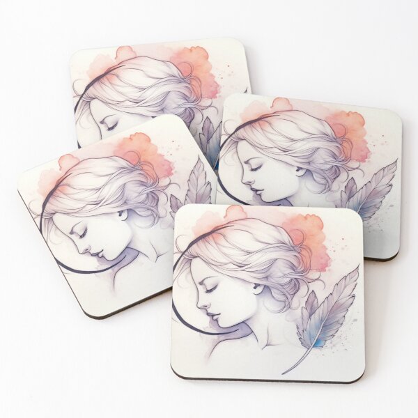 Item preview, Serene Watercolor Woman with Feather designed and sold by anytka.