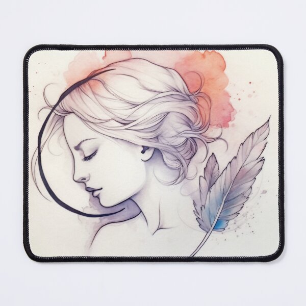 Item preview, Serene Watercolor Woman with Feather designed and sold by anytka.