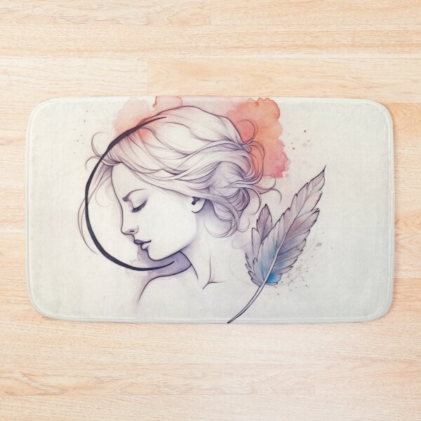 Item preview, Serene Watercolor Woman with Feather designed and sold by anytka.