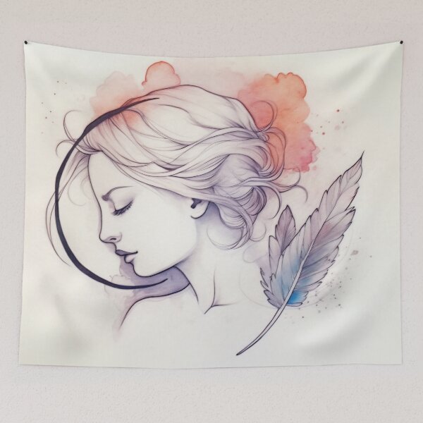 Item preview, Serene Watercolor Woman with Feather designed and sold by anytka.