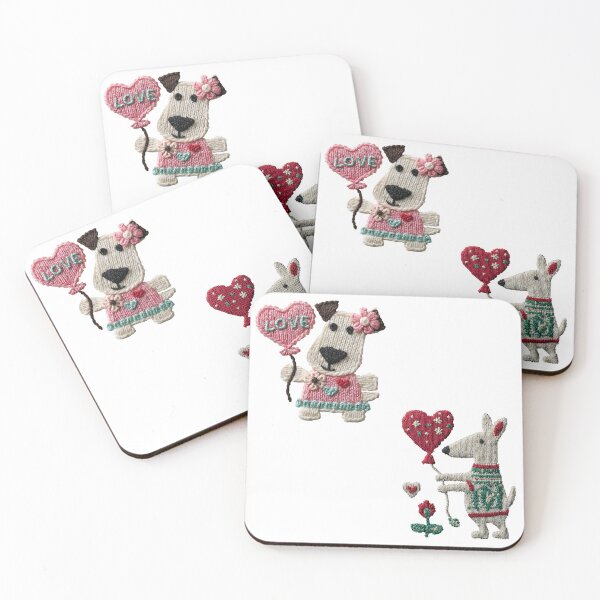 Item preview, Kawaii dog embroidery love heart sticker designed and sold by olenapetol.