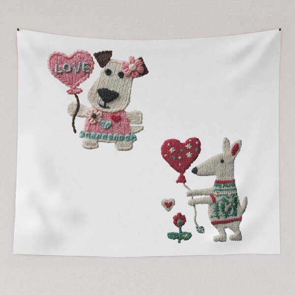 Item preview, Kawaii dog embroidery love heart sticker designed and sold by olenapetol.
