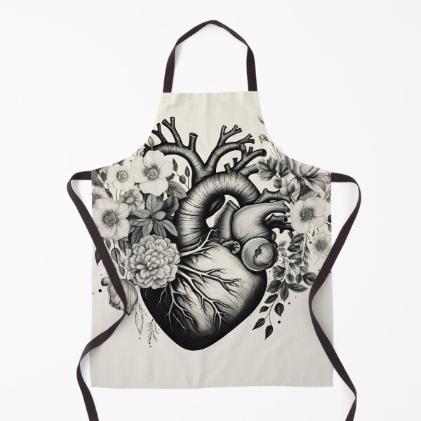 Item preview, Floral Anatomy Heart Illustration. Valentines day card. Anatomical heart with flowers. Black and white ink illustration designed and sold by anytka.