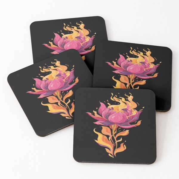 Item preview, Fiery Pink Lotus Flower Psychedelic Art illustration  designed and sold by DailySparks.
