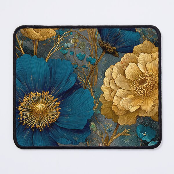 Item preview, Sapphire & Transformative Teal Botanica – Luxe Art Nouveau Florals (Gold Accents) designed and sold by Ewa Miller.