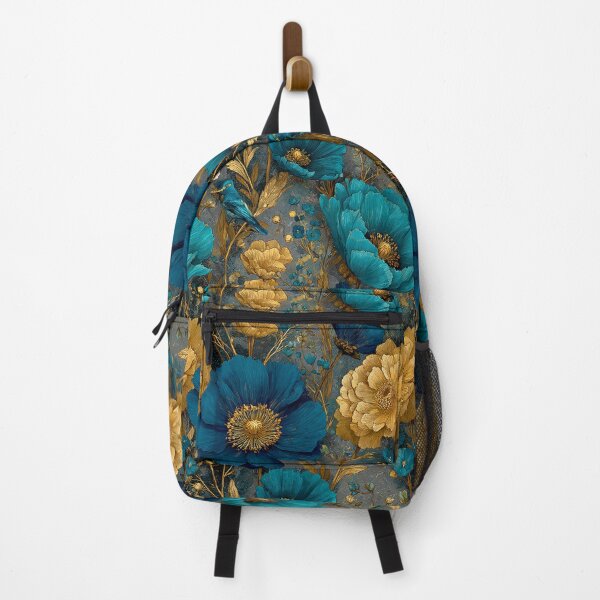Item preview, Sapphire & Transformative Teal Botanica – Luxe Art Nouveau Florals (Gold Accents) designed and sold by Ewa Miller.