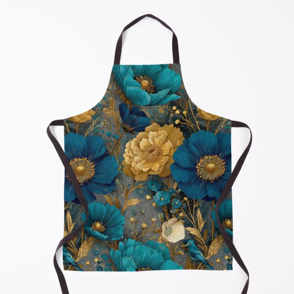 Item preview, Sapphire & Transformative Teal Botanica – Luxe Art Nouveau Florals (Gold Accents) designed and sold by Ewa Miller.
