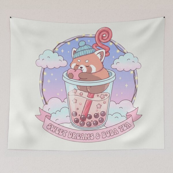 Item preview, Sweet Dreams & Boba Tea Kawaii Red Panda designed and sold by arup7980.