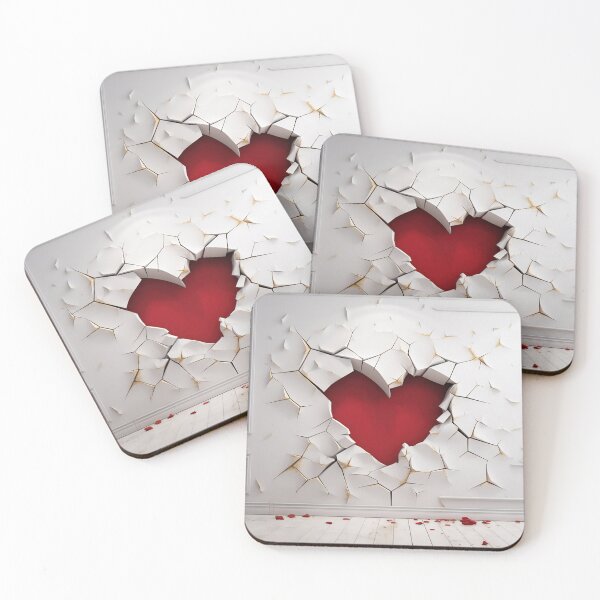 Item preview, Image of a red heart on white cracked plaster designed and sold by anytka.
