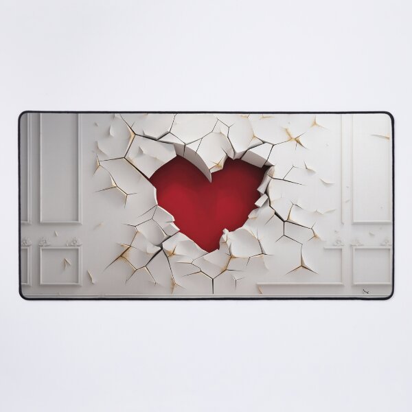 Item preview, Image of a red heart on white cracked plaster designed and sold by anytka.