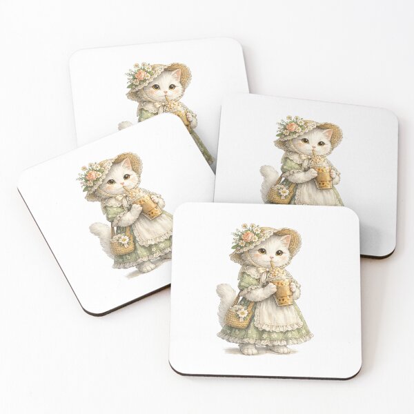 Item preview, Cottage core cat with iced coffee designed and sold by itsemma2003.