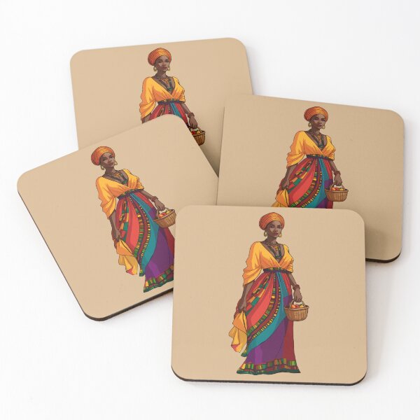 Item preview, African Woman in Traditional Dress with Fruit Basket designed and sold by MammothArt.