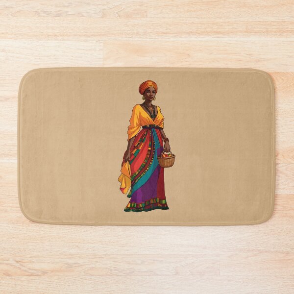 Item preview, African Woman in Traditional Dress with Fruit Basket designed and sold by MammothArt.
