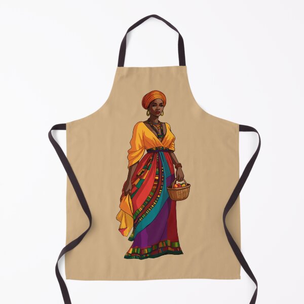 Item preview, African Woman in Traditional Dress with Fruit Basket designed and sold by MammothArt.