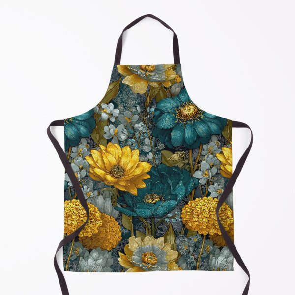 Item preview, Sapphire & Transformative Teal Botanica – Luxe Art Nouveau Florals (Gold Accents) designed and sold by Ewa Miller.