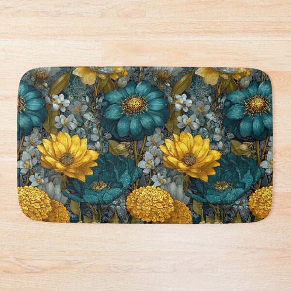 Item preview, Sapphire & Transformative Teal Botanica – Luxe Art Nouveau Florals (Gold Accents) designed and sold by Ewa Miller.