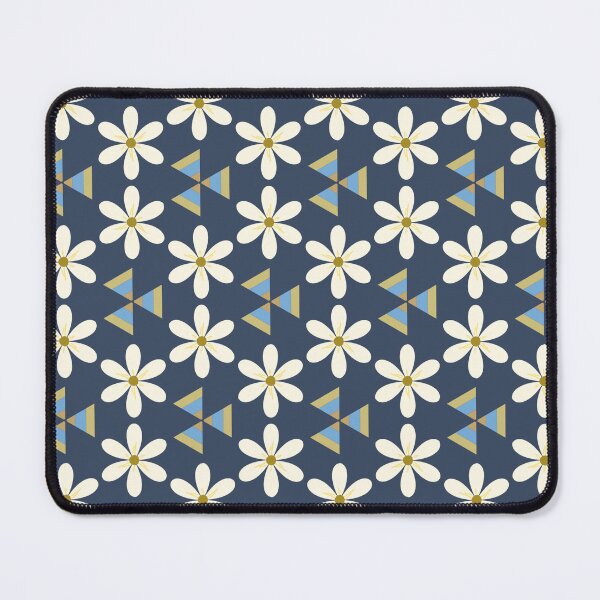 Item preview, Hushed White Floral Orbit in Blue background designed and sold by DesignsbyPheby.