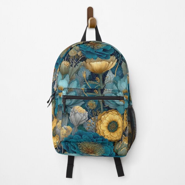 Item preview, Sapphire & Transformative Teal Botanica – Luxe Art Nouveau Florals (Gold Accents) designed and sold by Ewa Miller.