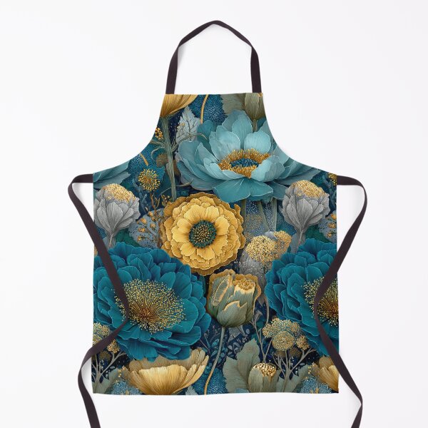Item preview, Sapphire & Transformative Teal Botanica – Luxe Art Nouveau Florals (Gold Accents) designed and sold by Ewa Miller.