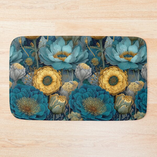 Item preview, Sapphire & Transformative Teal Botanica – Luxe Art Nouveau Florals (Gold Accents) designed and sold by Ewa Miller.
