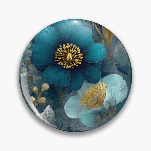 Item preview, Sapphire & Transformative Teal Botanica – Luxe Art Nouveau Florals (Gold Accents) designed and sold by Ewa Miller.