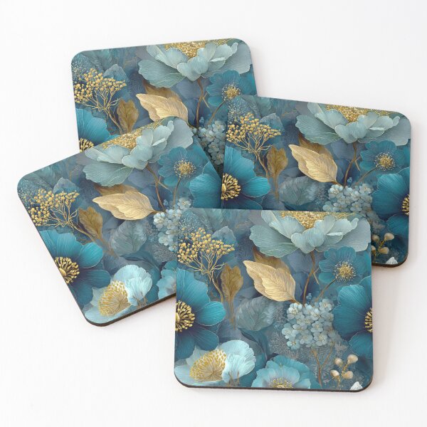Item preview, Sapphire & Transformative Teal Botanica – Luxe Art Nouveau Florals (Gold Accents) designed and sold by Ewa Miller.