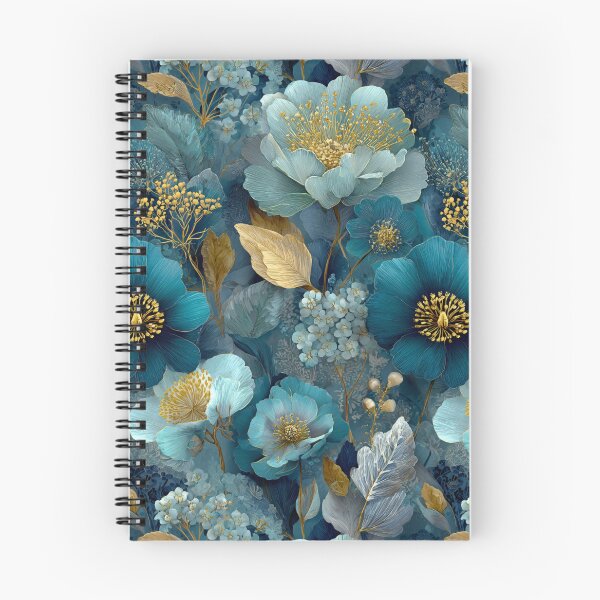 Aperçu de l'œuvre Botanica Saphir et Turquoise Transformative – Motifs floraux Art Nouveau Luxe (Accents dorés) créée et vendue par Ewa Miller.