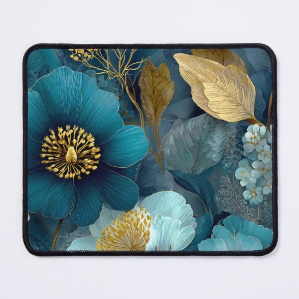 Item preview, Sapphire & Transformative Teal Botanica – Luxe Art Nouveau Florals (Gold Accents) designed and sold by Ewa Miller.