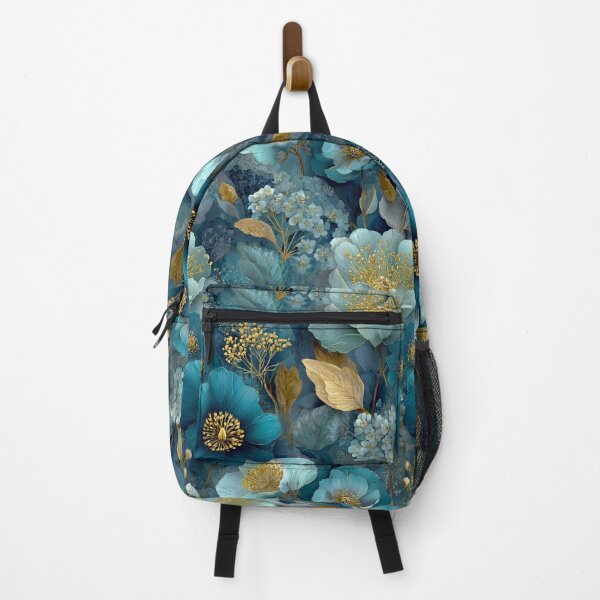 Item preview, Sapphire & Transformative Teal Botanica – Luxe Art Nouveau Florals (Gold Accents) designed and sold by Ewa Miller.