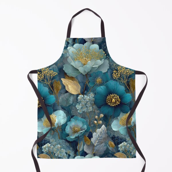 Item preview, Sapphire & Transformative Teal Botanica – Luxe Art Nouveau Florals (Gold Accents) designed and sold by Ewa Miller.
