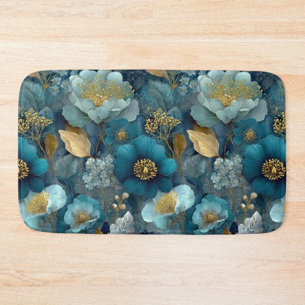 Item preview, Sapphire & Transformative Teal Botanica – Luxe Art Nouveau Florals (Gold Accents) designed and sold by Ewa Miller.