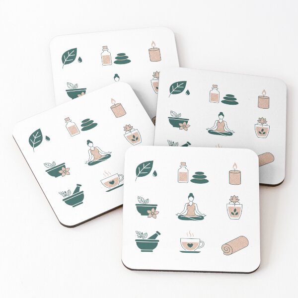 Item preview, 9 Natural Wellness & Spa Icons - Vol. 53 - Sage Green & Rose Gold - Yoga, Herbal Medicine, Aromatherapy - Flat Vector Art - NO TEXT - Isolated PNG designed and sold by Siamcatshop.