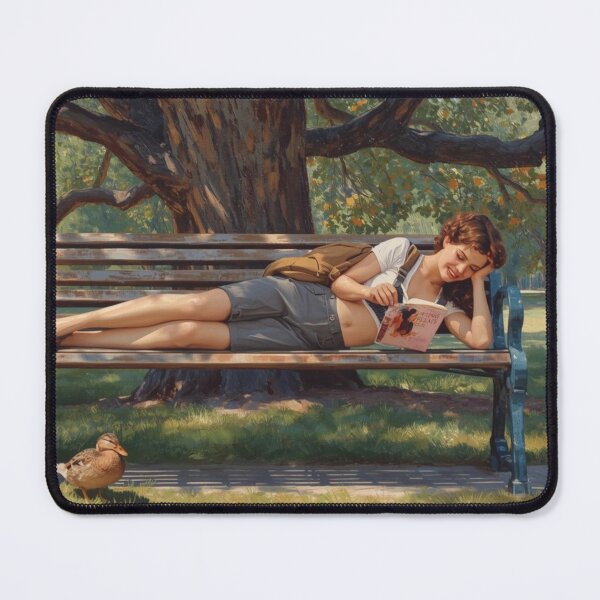 Item preview, Woman Reading on Park Bench, Relaxed Summer Illustration designed and sold by Neonyx2020.