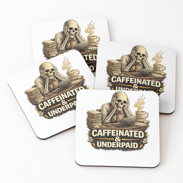 Item preview, Caffeinated & Underpaid – Relatable Work Humor Coffee designed and sold by CraftLum.